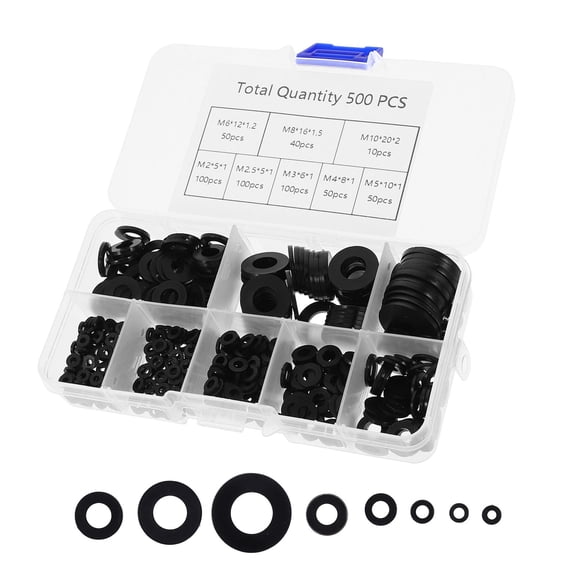 GOOHOCHY 500pcs Nylon Gasket Assortment Washers Mounting Hardware Spacers Car Flat Washer Assortment Kit Nylon Flat Gasket