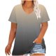 thumbnail image 1 of Camiseta de Base de Impresión de Manga Corta con Cuello en V para las Mujeres, Más Tamaño Estante de Imitación Casual Superior, 1 of 9