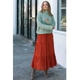 thumbnail image 2 of Ambiance Women's Juniors Boho Broomstick Maxi Skirt (Rust, Medium), 2 of 5