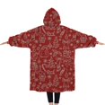 thumbnail image 2 of Oversized Wearable Blanket Hoodie,Red Christmas Scene Pattern Sherpa Blanket Hoodie with Super Pockets,Super Warm Fuzzy Pullover for Women & Men, 2 of 6