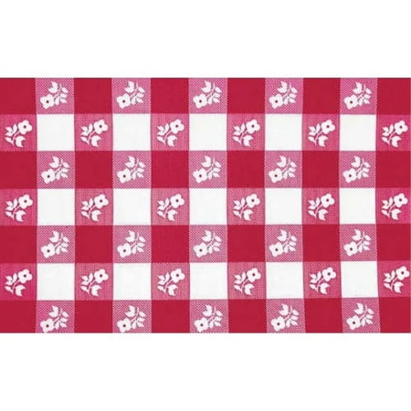 creative converting 37388 red gingham plastic tablecover stay put 30 x 96 (12pks case)