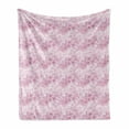 thumbnail image 1 of Cherry Blossom Soft Flannel Fleece Throw Blanket, Overlapping Style Hand Drawn Blossom Flowers Spring Fantasy, Cozy Plush for Indoor and Outdoor Use, 50" x 70", Dried Rose and Pale Pink, by Ambesonne, 1 of 6