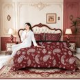 thumbnail image 4 of Erosebridal Navy Paisley Bandana 7-Piece King Bedding,White Western Scarf King Bed in a Bag,Black Reversible, 4 of 7