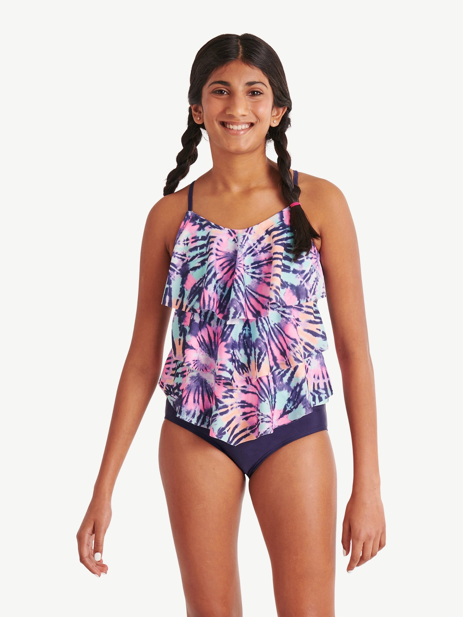 Justice Girls Beach Ruffle Tankini Swimsuit, Sizes 5-18