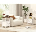 thumbnail image 4 of EVOKEDEN 2PCS Farmhouse Nightstands, Sofa Side End Table w/ Storage & Barn Door for Bedroom Living Room White, 4 of 9