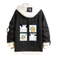 thumbnail image 1 of Casual Distressed Denim Hooded Bomber Jacket Long Sleeve Unisex Multi-Color, 1 of 9