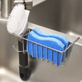 thumbnail image 3 of 2-in-1 Kitchen Sink Caddy Sponge Holder + Brush Holder, Small In-sink Dish Sponge Caddy, 304 Stainless Steel Rust Proof, Hanging Kitchen Sink Organizer Rack Basket, 3 of 9