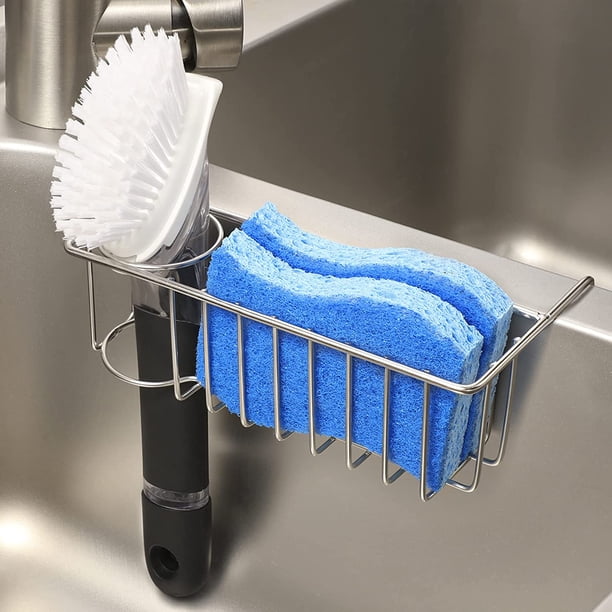 Organizador De Esponjas Para Fregadero - Soporte De Acero Inoxidable, Ajustable A Bordes, Secado Rápido