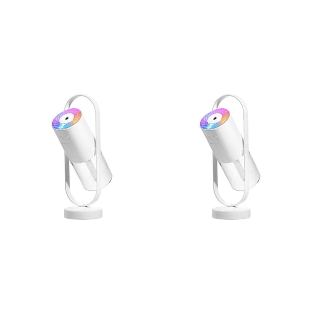 Billuyoard Mini humidificador de aire, 200ml, difusor de niebla fría, atomizador de escritorio giratorio portátil, dispositivo de hidratación, Blanco 2piezas