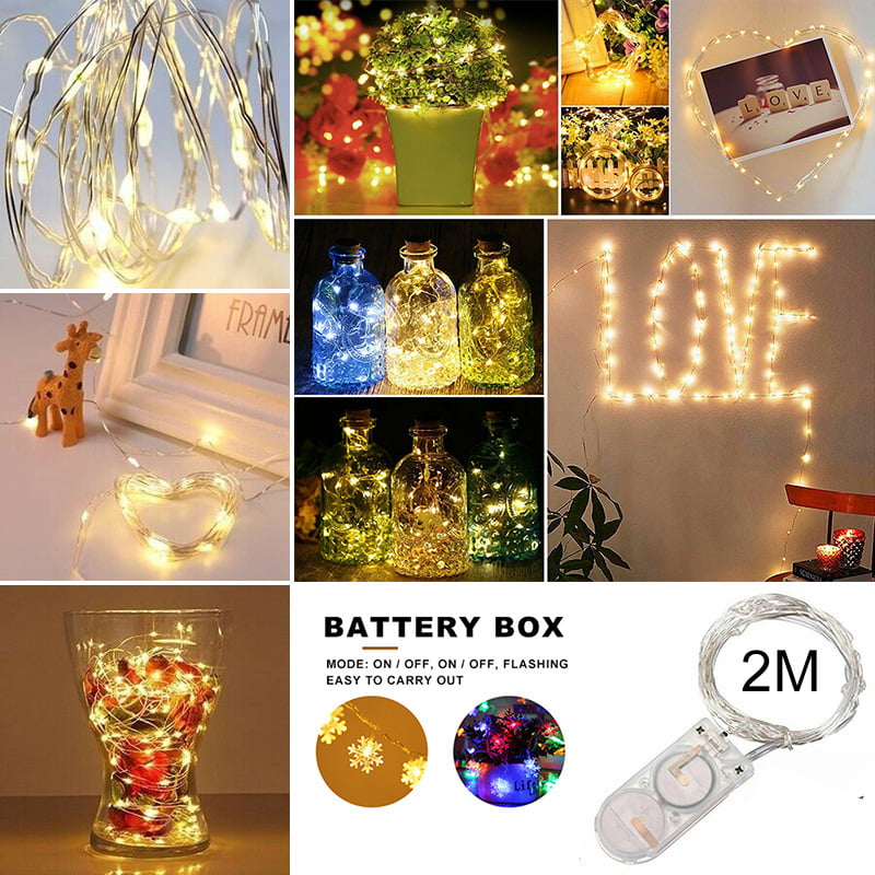 6 Pack 6.5ft 20 LEDs Battery Operated Mini LED Copper Wire String Fairy Lights 