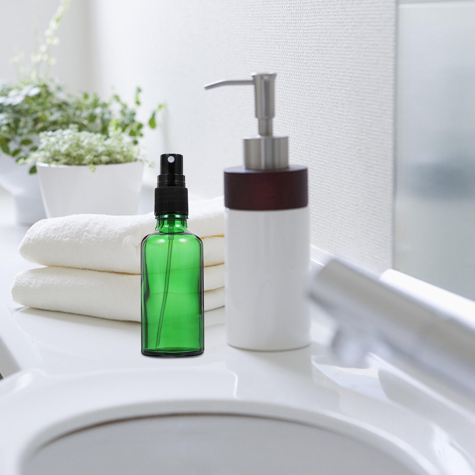 FOLOYORI 6Pcs Green Essential Oil Bottles Leak Proof Refillable Glass Spray Bottles