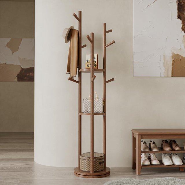 Perchero giratorio Muwuele de madera de nogal, 164 cm, 7,4 kg
