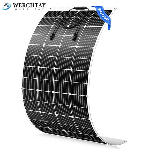 WERCHTAY 300W Flexible Solar Panel Mono 12V Portable Monocrystalline PV Module 23% High-Efficiency, Camping Home RV Battery Charge