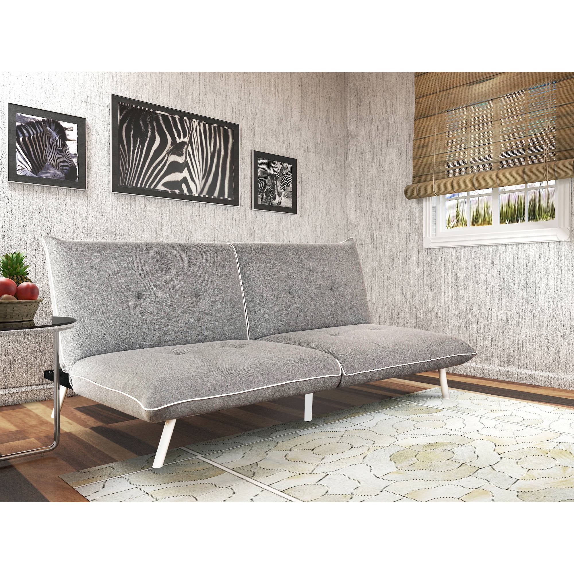 Mainstays Extra Futon with Contrast Piping Grey White