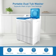 Portable Washing Machine, 14lbs Twin Tub Washer Mini Compact Laundry Machine with Drain Pump,Compact Washer for Home Dorm, Apartment,Farms,Blue
