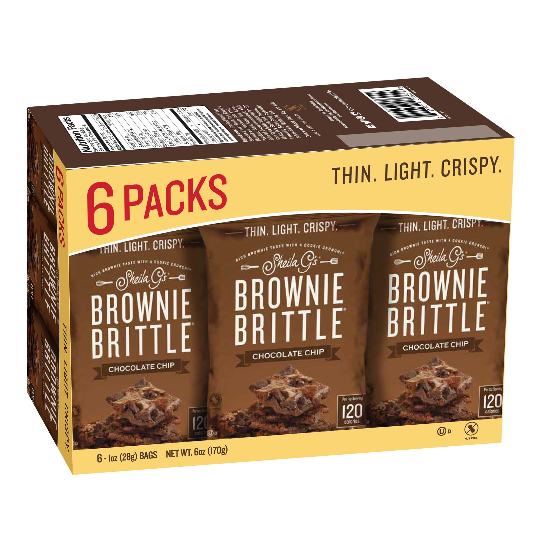 Sheila G's Brownie Brittle Chocolate Chip Cookie Snack Thins, 6/1oz