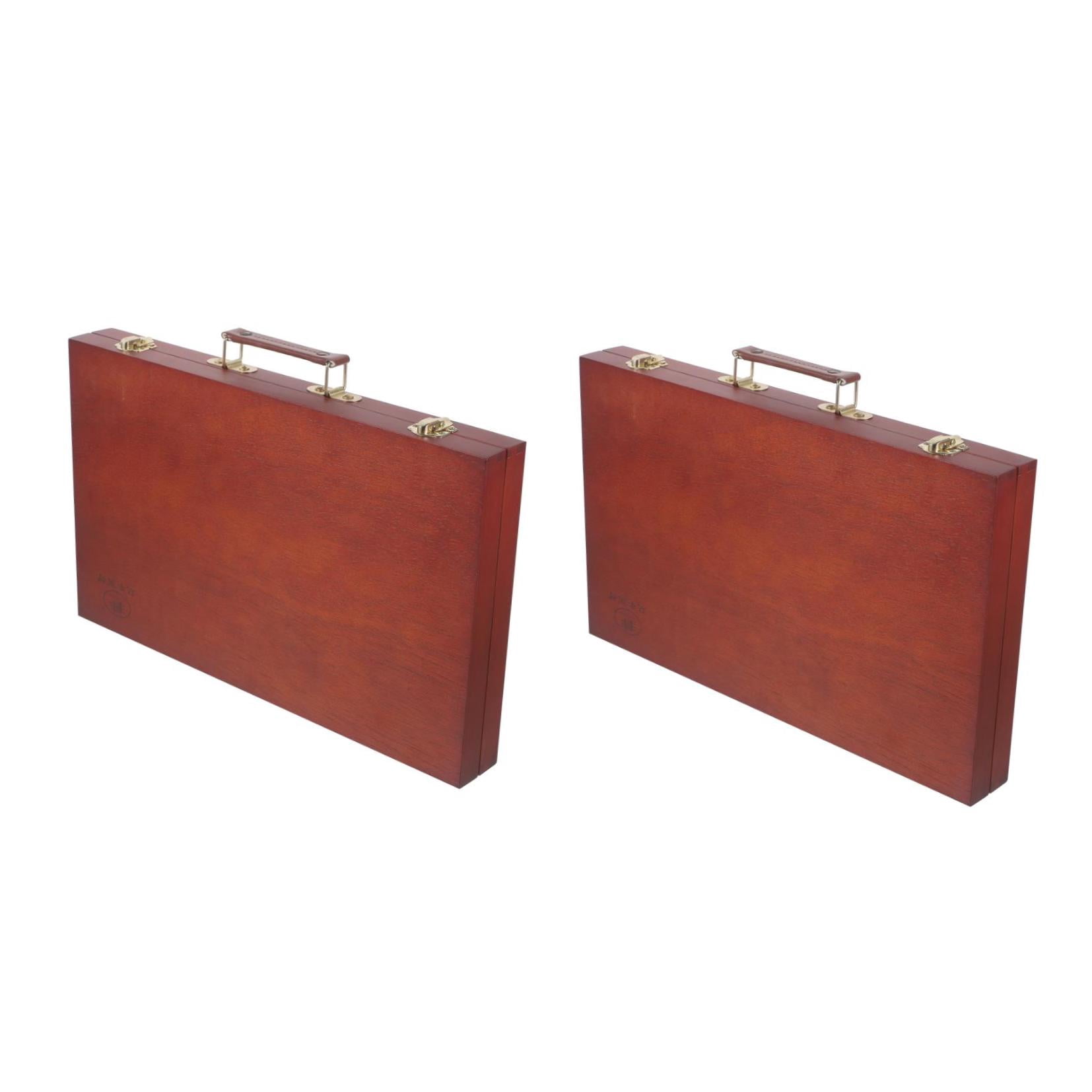 HOMEMAXS 2pcs Portable Painting Box Wooden Unfinished Wood Box with LidWood Table Artist Box for Artist Painting Jewelry Organizer