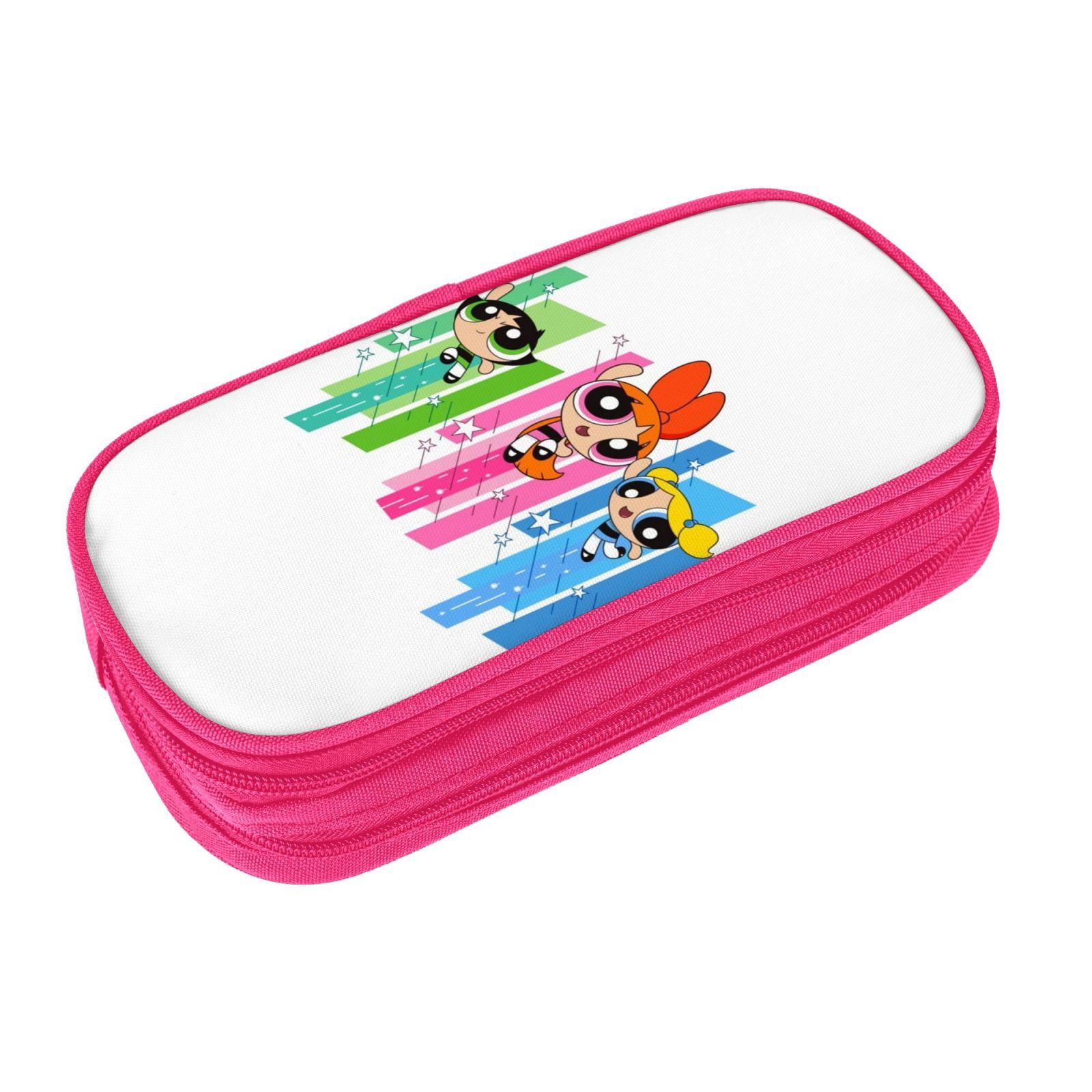 The Powerpuff Gi-rls Pencil Case Large Capacity Pencil Pouch Penbag Office Stationery Organizer Travel Makeup Bag Pink