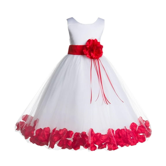 Ekidsbridal Satin Floral Petals Tulle Flower Girl Dresses Sizes 2 to 12
