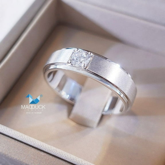 0.35 Cts Cubic Zirconia / Sterling Silver 925 Ring / Rhodium plated Nickel-Free / MadDuckJewels RG1418WGR / Thailand Jewelry