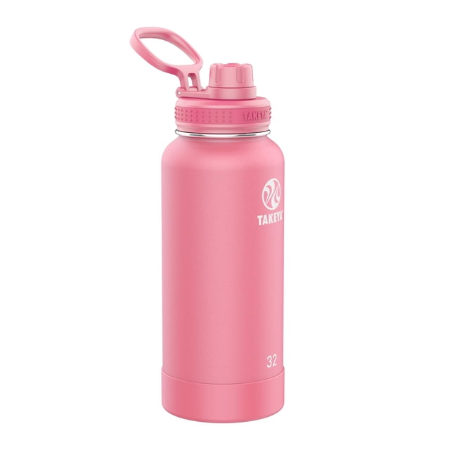 Botella de agua Takeya Actives con aislamiento al vacío de 950 ml, color rosa