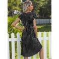thumbnail image 3 of Womens Summer Dresses Cap Sleeve Polka Dot Falten Midi Dress 2024 Fashion O Neck Casual Fit Tiered Boho Beach Vacation Sundress (Black,XX-Large), 3 of 5