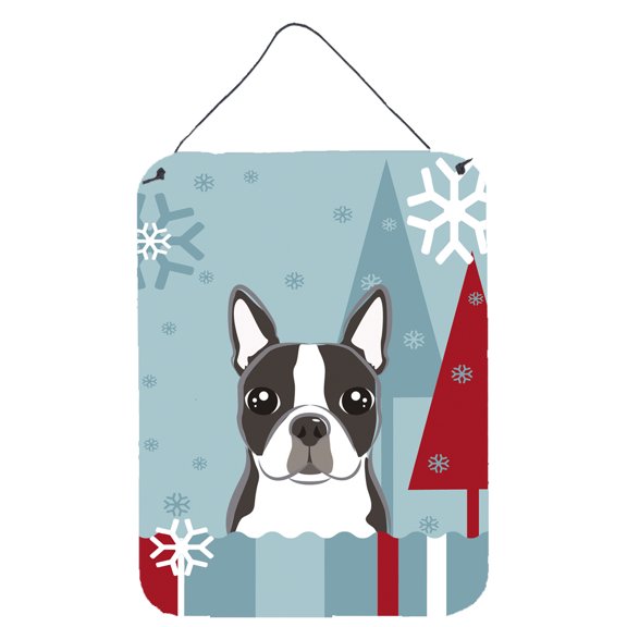 Winter Holiday Design with Dog Art Wall or Door Hanging Prints