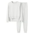 thumbnail image 3 of VBTAPA Womens 2 Piece Casual Tracksuit Oversized Crewneck Sweatshirt and Drawstring Waist Sweatpants Sweatsuits Set Loose Comfy Jogging Matching Suits with Pockets Lighten White XXL, 3 of 5