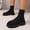 Black, variant on Women’s Fall Winter Breathable Knit Sock Ankle Boots Round Toe Stretch Slip on Chunky Platform Low Block Heel Fashion Casual Booties Black 9(42)