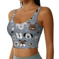 thumbnail image 2 of Pofeuu Cute Dog Faces Print Sports Bra for Women Sexy Vest Yoga Running Gym Fitness Crop Bras Tops-Large, 2 of 8