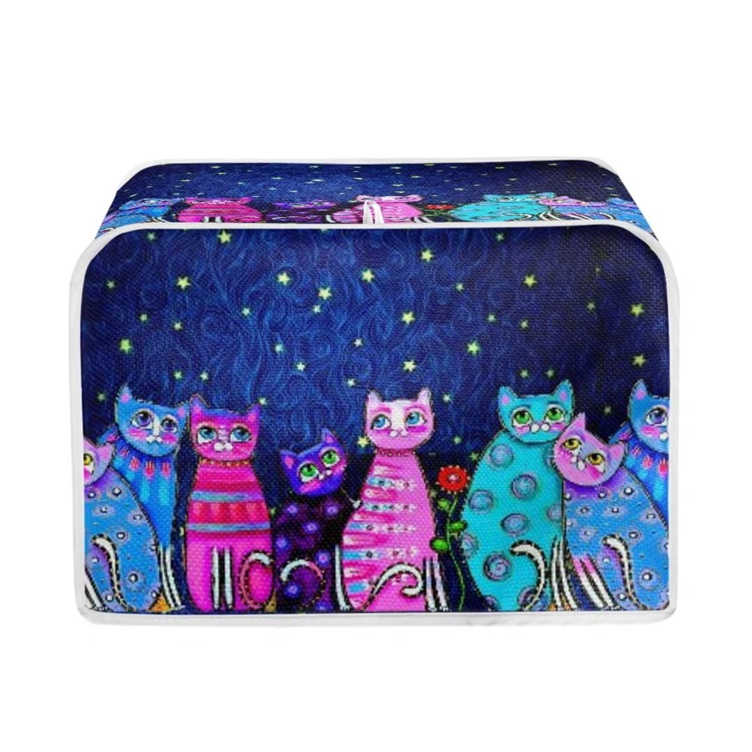 Renewold Cat Star Toaster Covers 4 Slice Bread Toaster Dust Cover Wide
