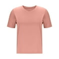 thumbnail image 4 of Stylish Olyvenn V Neck T Shirts for Women - Soft Short Sleeve Basic Tees Comfyable Summer Loose Casual Trendy Tops Pink XXXL, 4 of 6