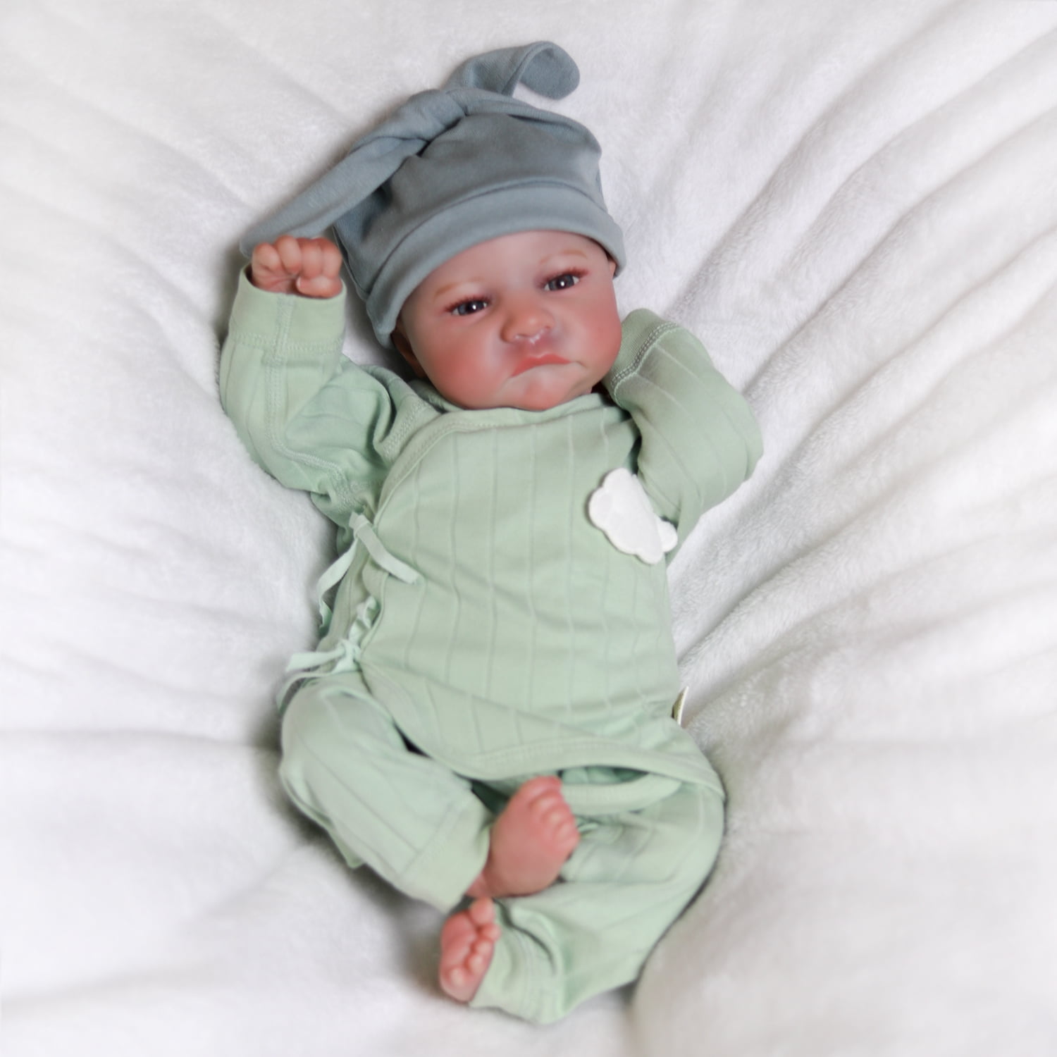Reborn Newborn Baby Boy Doll Vinyl Silicone Handmade 18inch Lifelike Dolls Soft Cloth Body Gift
