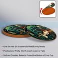 thumbnail image 4 of Mermaid Set of 6 Round Microfiber Leather Coasters, 11x11 cm/4.3x4.3 in Drink Coasters for Home and Office, Heat, Stylish Table Mats, 4 of 6