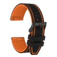 thumbnail image 1 of Correas de reloj de silicona Uxcell de 22 mm de ancho, correas de reloj de goma suaves con hebilla negra mate para hombres y mujeres, negro y naranja, 1 of 6