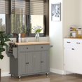 AINUO Kitchen Island on Wheels, Rolling Cart with Rubberwood Top, Spice ...