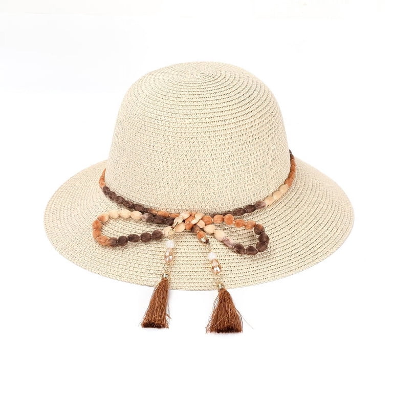 Women Straw Sun Hat Wide Brim UPF 50+ Crochet Summer Floppy  display picture 2