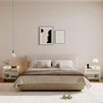 thumbnail image 2 of Yeshouse mesita de noche de ratán estilo bohemio, moderna, con estación de carga, cajón y estante de almacenamiento, toma de corriente integrada, ideal para dormitorio, sala o pasillo, 2 of 9