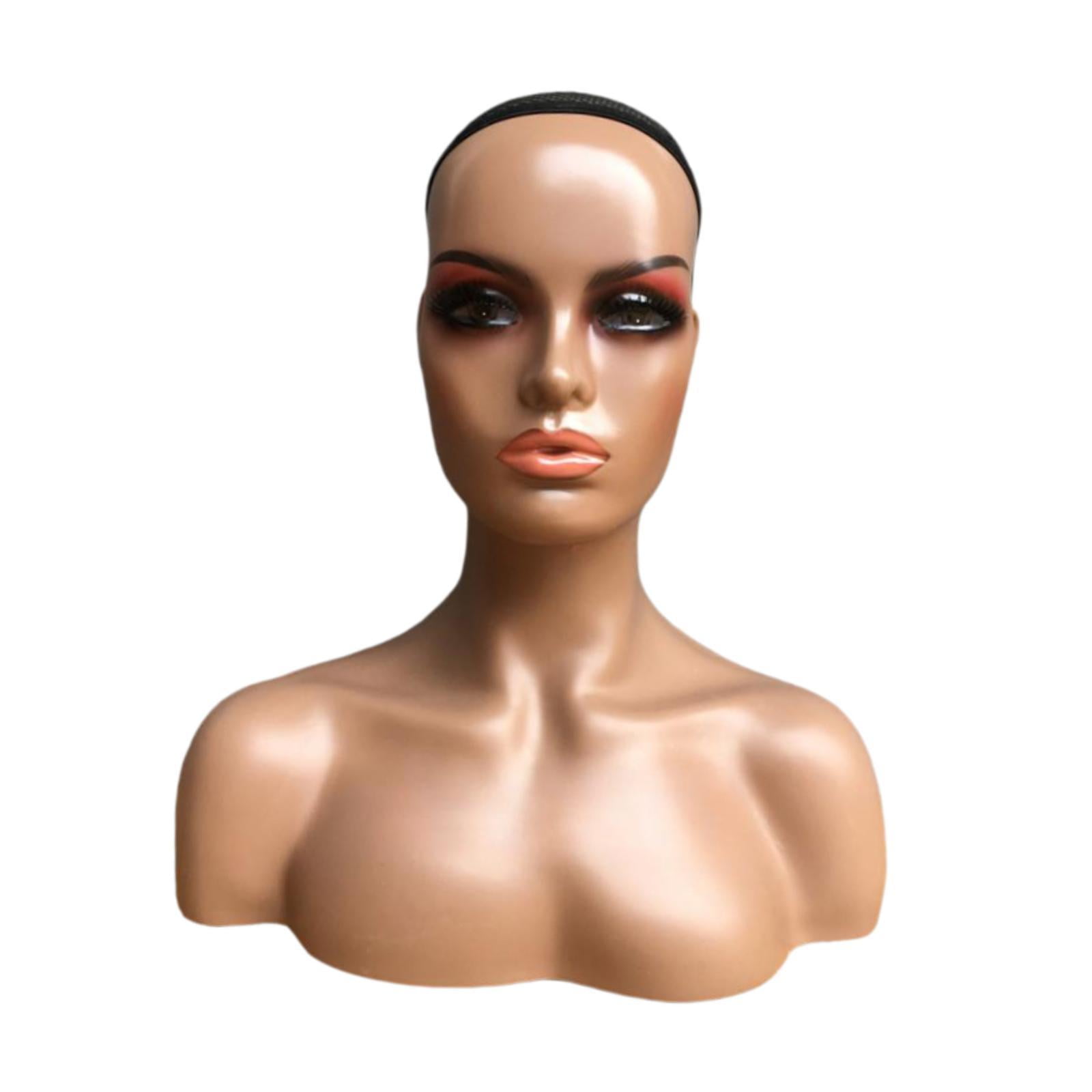 Serenable Female Mannequin Head Manikin Head Circumference 53cm Showing Stand Holder for Earrings Display Home
