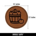 thumbnail image 2 of Basket of Apples Fruit Fall 2.5" Faux Leather Round Engraved Iron-On Patch - Brown, 2 of 6