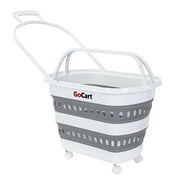 dbest products Folding GoCart Collapsible laundry basket on Wheels Grocery Cart Shopping foldable Pop Up plastic hamper Tote Handles Cesto para ropa sucia