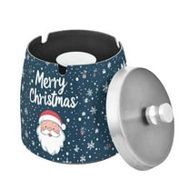 Yayeee Ashtray with Lid for Cigarette Smokeless Stainless Steel Home Ash Holder, Christmas Santa