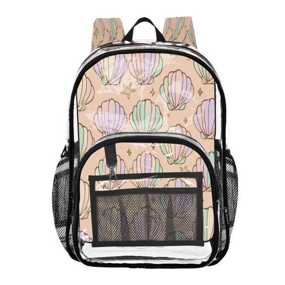 PVC Transparent Backpacks Clear Backpack for Travel and Outings Orange Seashell