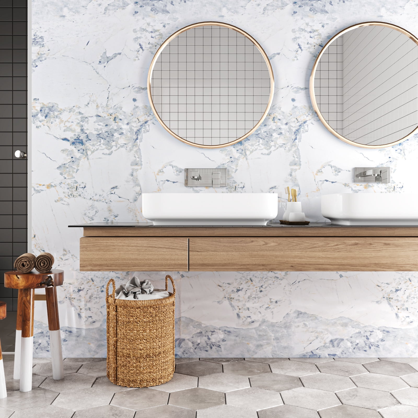 VEELIKE 15.7"x118" Spruce White Marble Contact Paper for Countertops Peel and Stick Waterproof Glossy Marble Wallpaper Self Adhesive Granite Peel and Stick Countertops Vinyl for Kitchen Bathroom