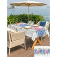 thumbnail image 5 of Outdoor Tablecloth with Umbrella Hole for Patio/Picnic/Party/Camping, Blue Pink Hydrangea Waterproof Table Cloth Rectangle Table Cover Washable, Eucalyptus Leaves Grey Plaid (60"x 84"), 5 of 8