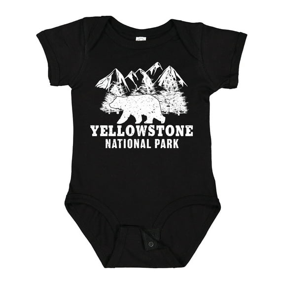 Inktastic Yellowstone National Park with Bear Mountains and Trees Boys or Girls Baby Bodysuit