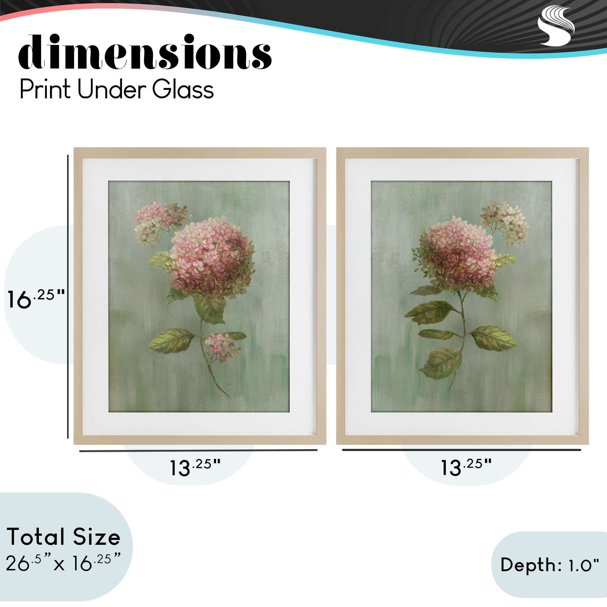 Stupell Industries Aged Pink Hydrangeas 2 Piece Birch Framed Print Under Glass Set, design by Nan