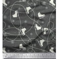 thumbnail image 1 of Soimoi Gray Moss Georgette Fabric Snow Flake & Ice Skates Travel Print Fabric by Yard 42 Inch Wide, 1 of 3