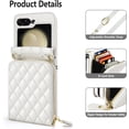 thumbnail image 3 of Case for Samsung Galaxy Z Flip 5 with Card Holder, Crossbody 8-Card Slots Wallet Case with Adjustable Strap Soft PU Leather Protective Zipper for Women Girls, White, 3 of 14