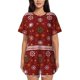 thumbnail image 1 of Fotbe Merry Christmas Conjunto de Pijama Estampado para Mujer, 2 Piezas, Ropa de Dormir con Camiseta de Manga Corta y Shorts Suaves-Small, 1 of 6